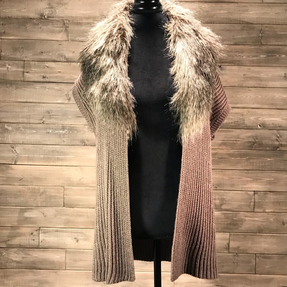 Chico’s Francis Fur Trim Sweater Vest